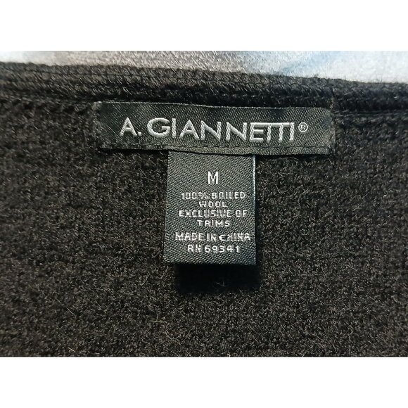 A Giannetti 100% Boiled Wool Sweater Blazer Full Zip Ruffle Trim Academia Medium - Picture 4 of 7